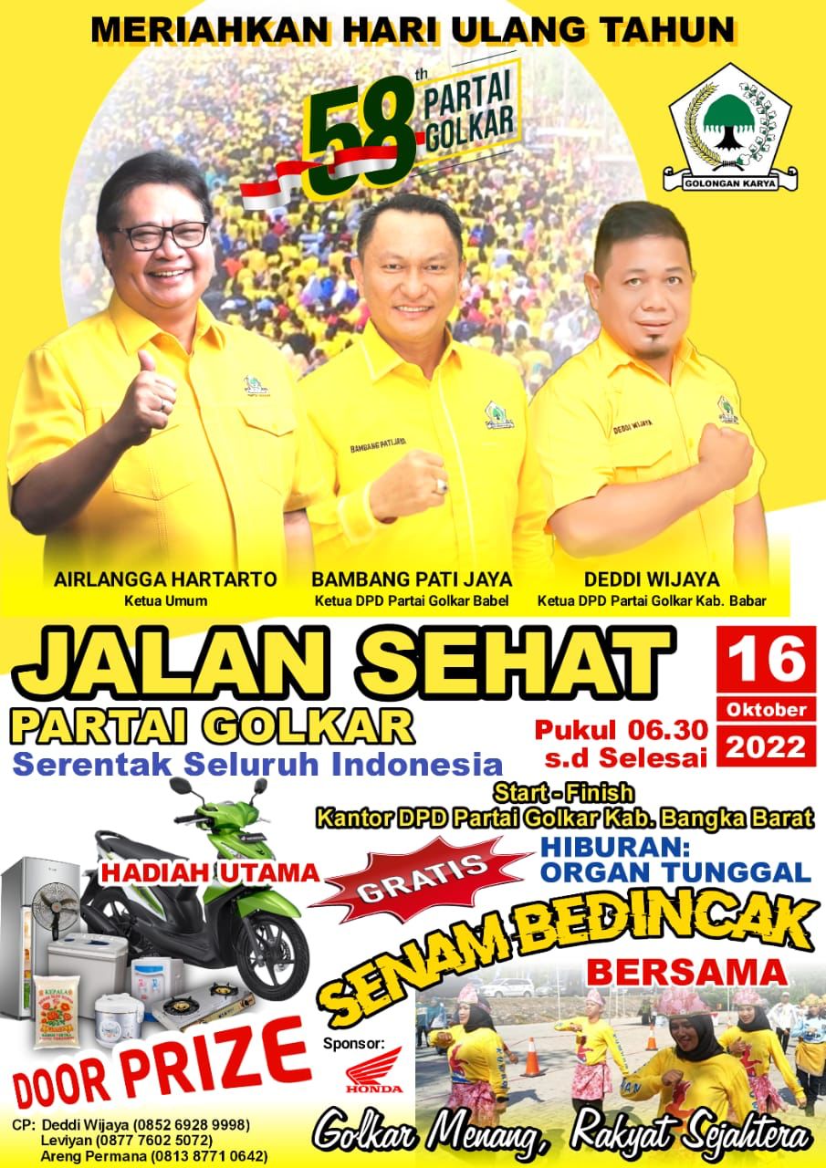 Jalan Sehat Peringati HUT Golkar Ke-58 Tahun, Partai Golkar Babar ...